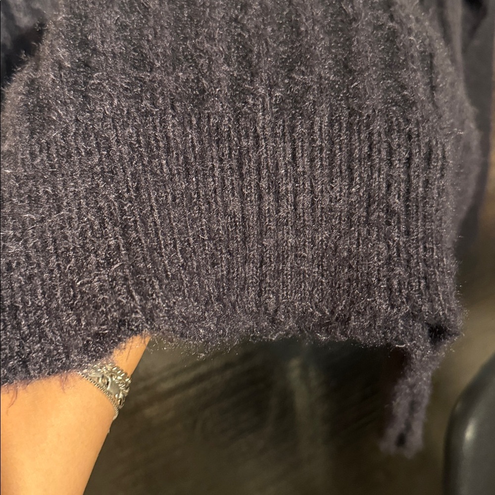FREE PEOPLE BIG CITY GRAY RIBBED TURTLENECK PULLOVER SOFT FUZZY TUNIC SWEATER XS - Picture 3 of 7